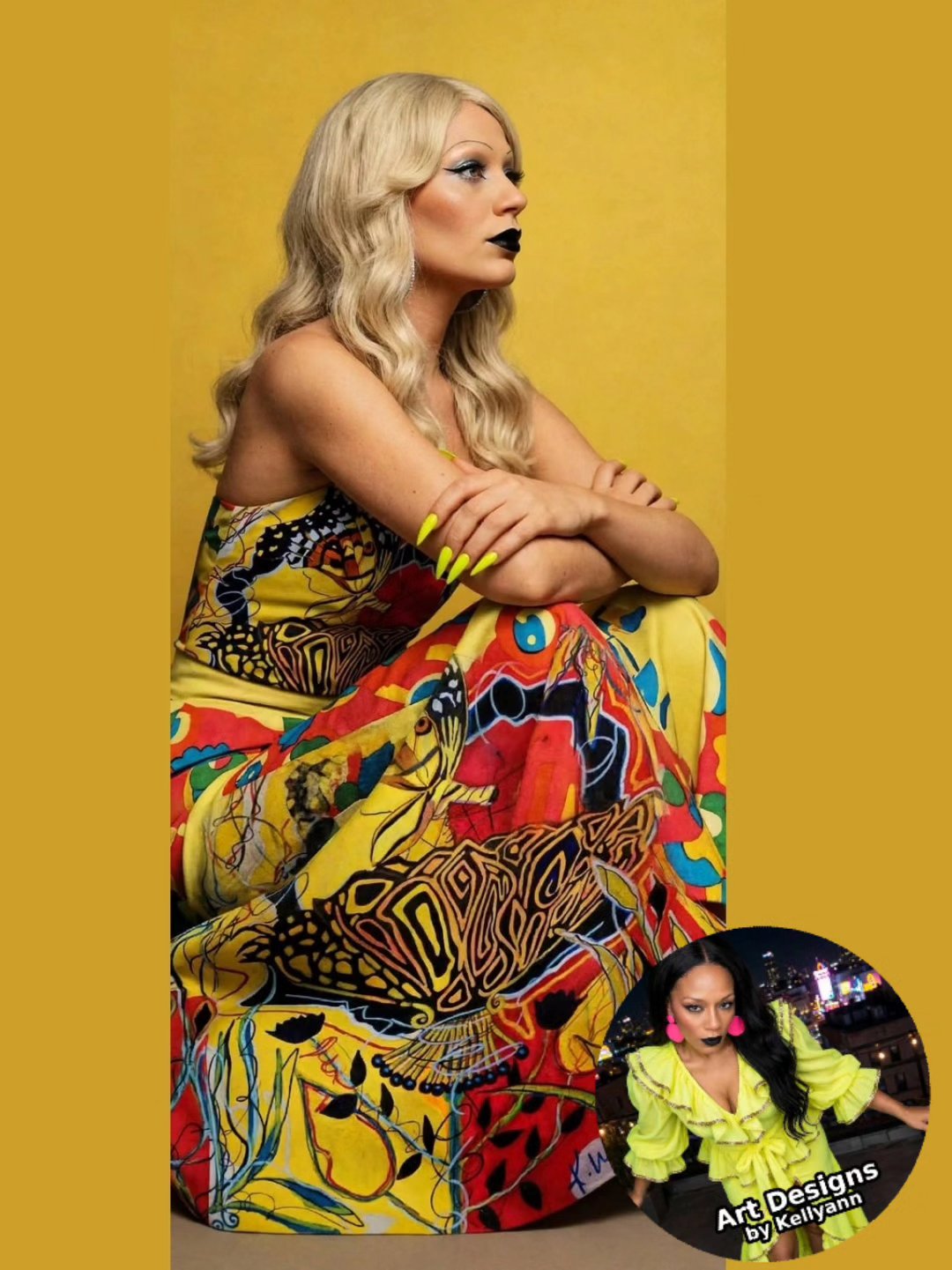 The Buttercup Collection — a strapless butterfly-print gown with a full skirt