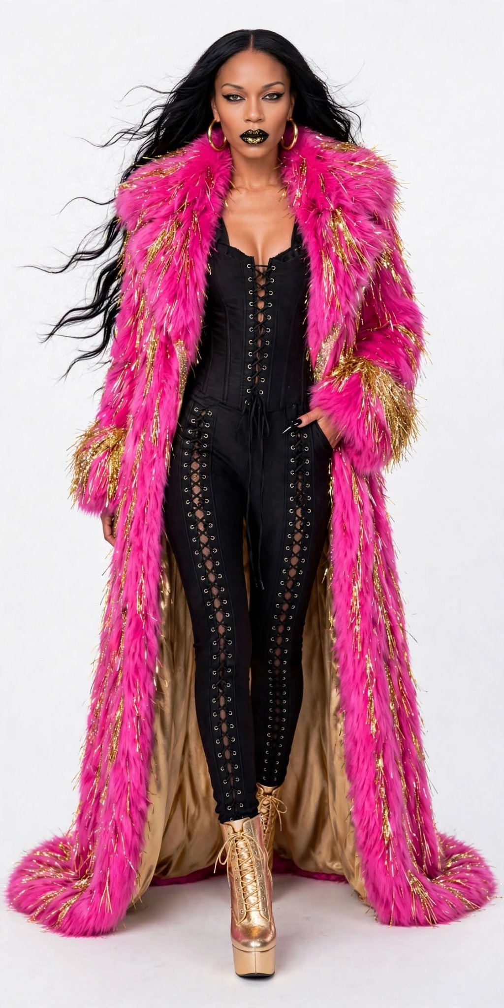 Pink Tinsel — hot pink tinsel concept fashion art print