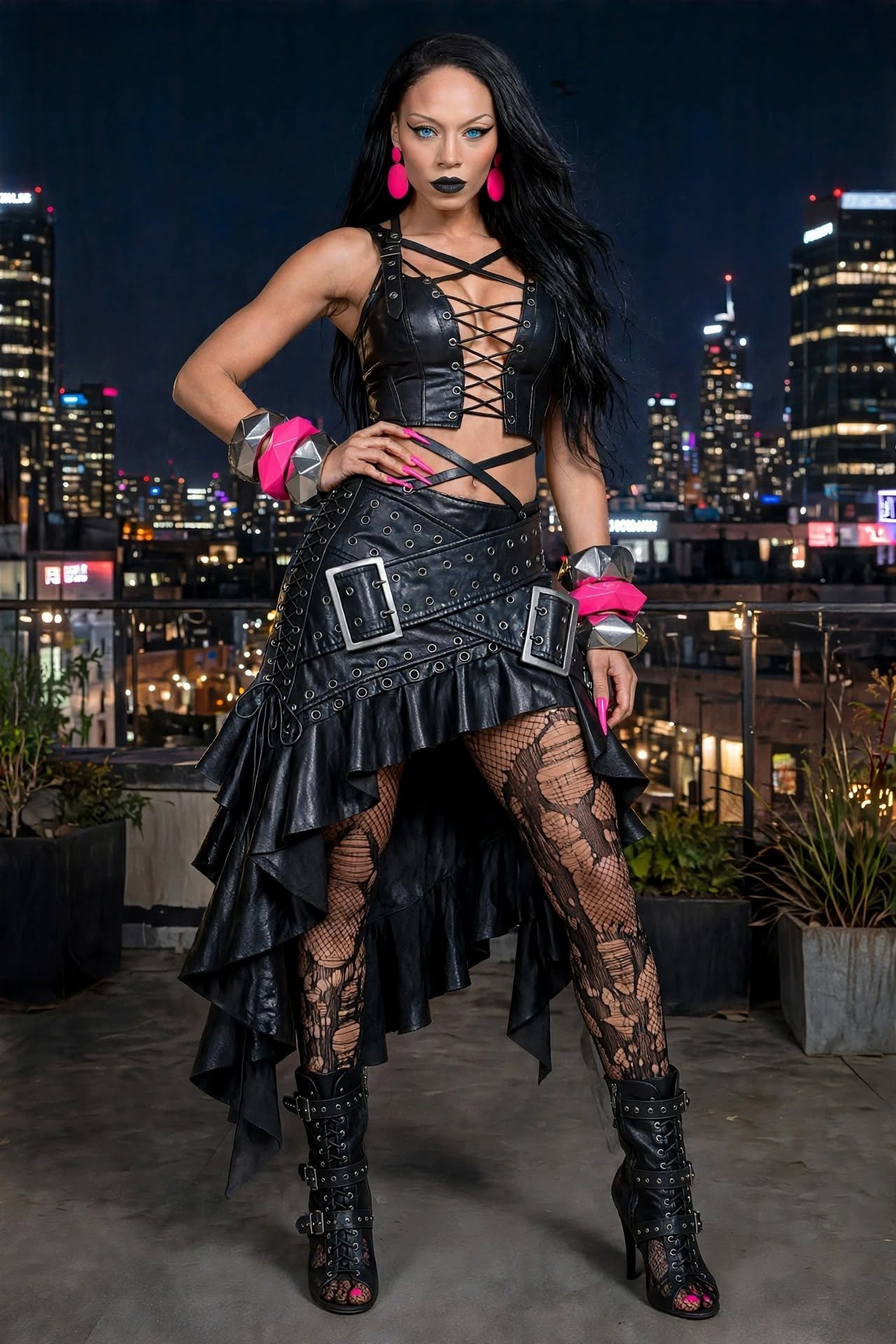 Rooftop Reign — cyberpunk concept fashion art print
